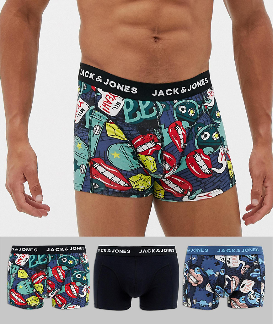 Jack & Jones 3 pack trunk comic print pack