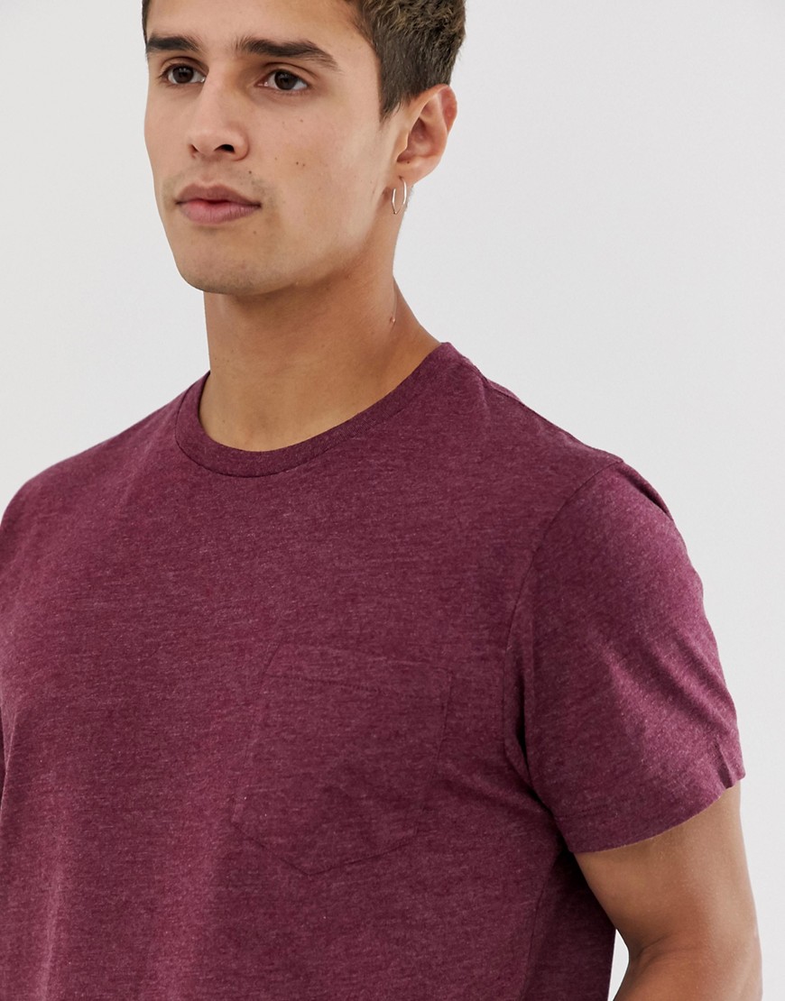 J.Crew Mercantile slim fit pocket t-shirt in faded burgundy marl