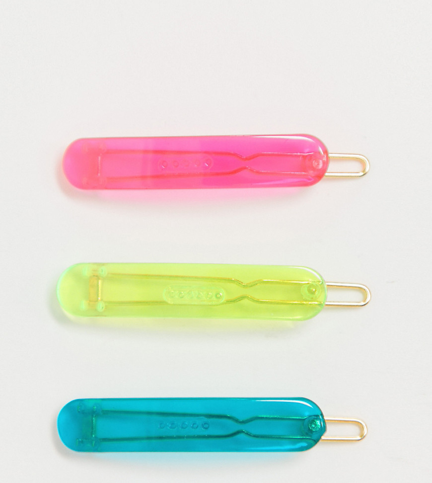 DesignB London neon resin hair clips - 3 pack