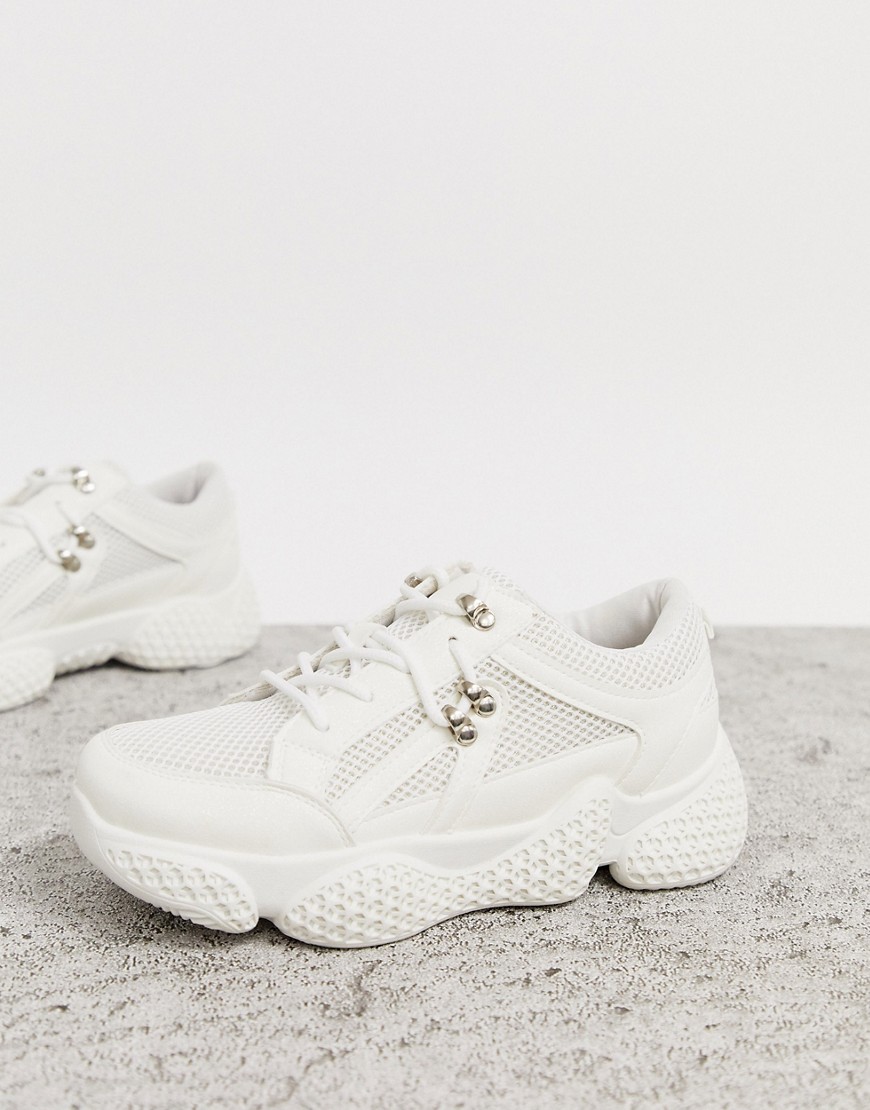 Public Desire Rexa hiking detail trainers in white