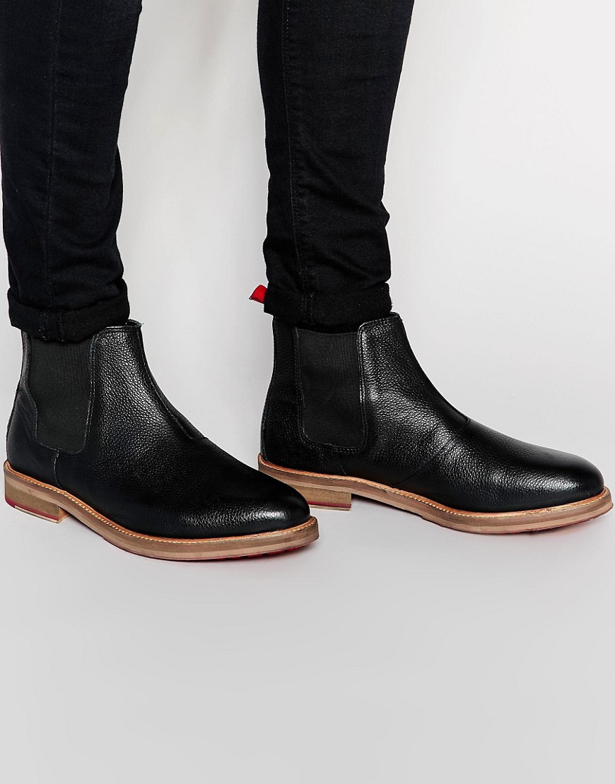 ASOS | ASOS Chelsea Boots in Black Scotchgrain Leather at ASOS