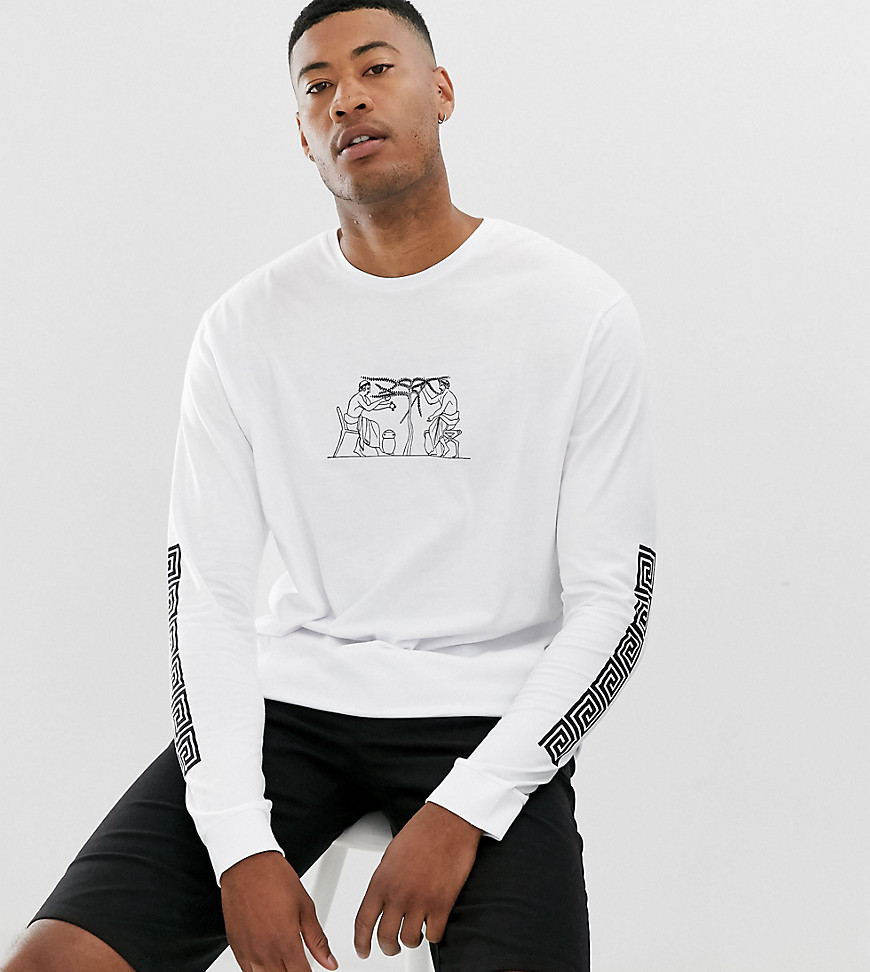 ASOS DESIGN Tall relaxed long sleeve t-shirt with historical chest and sleeve print