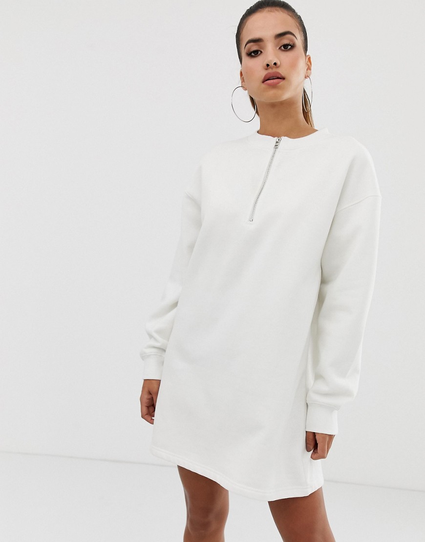 Missguided oversized sweat dress in white