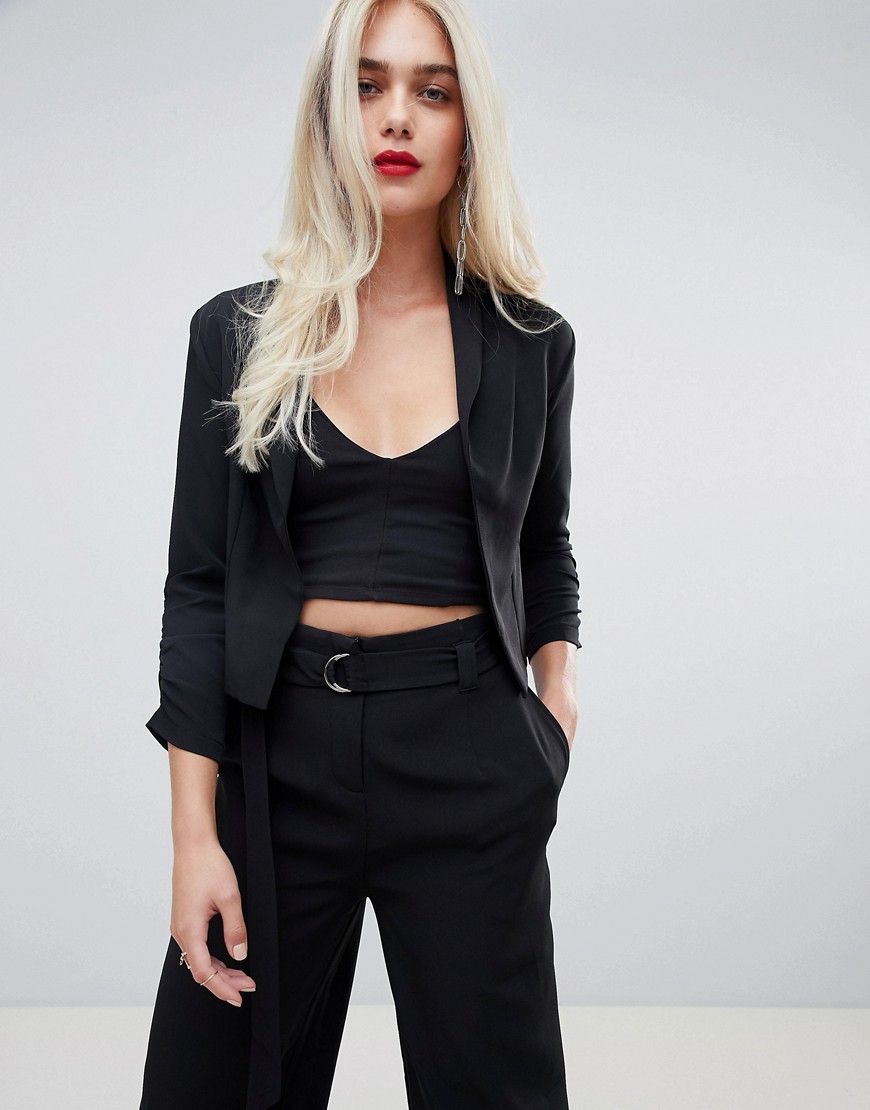 Outrageous Fortune cropped blazer in black - Black