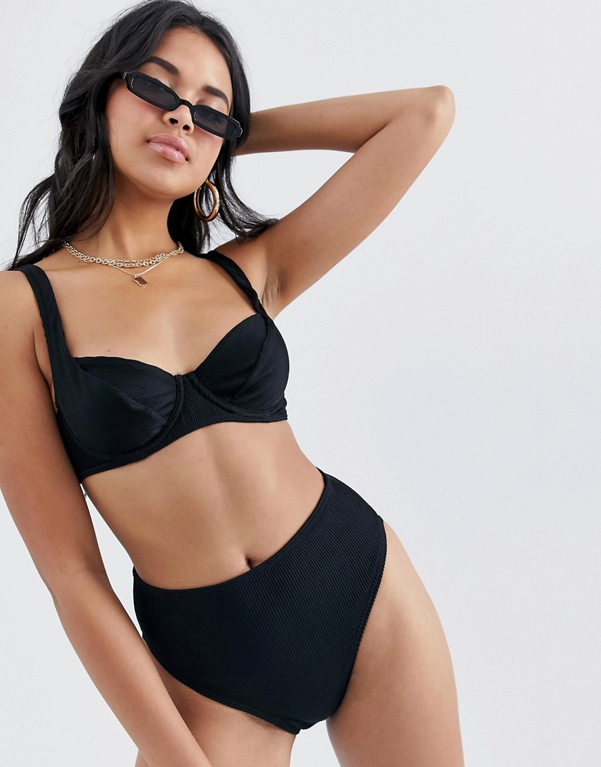 Missguided high waist bikini brief in black