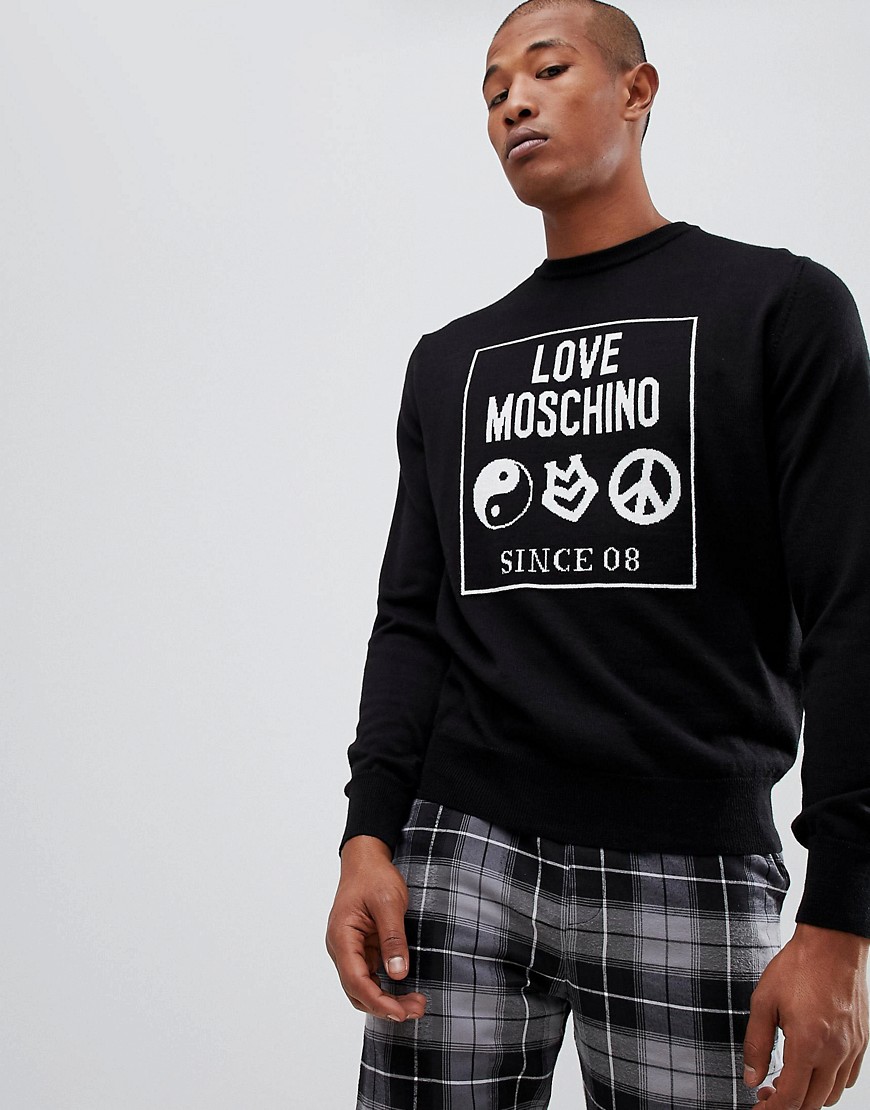 LOVE MOSCHINO jumper WITH BOX LOGO IN BLACK - BLACK,MSG12 10 X0046 C74