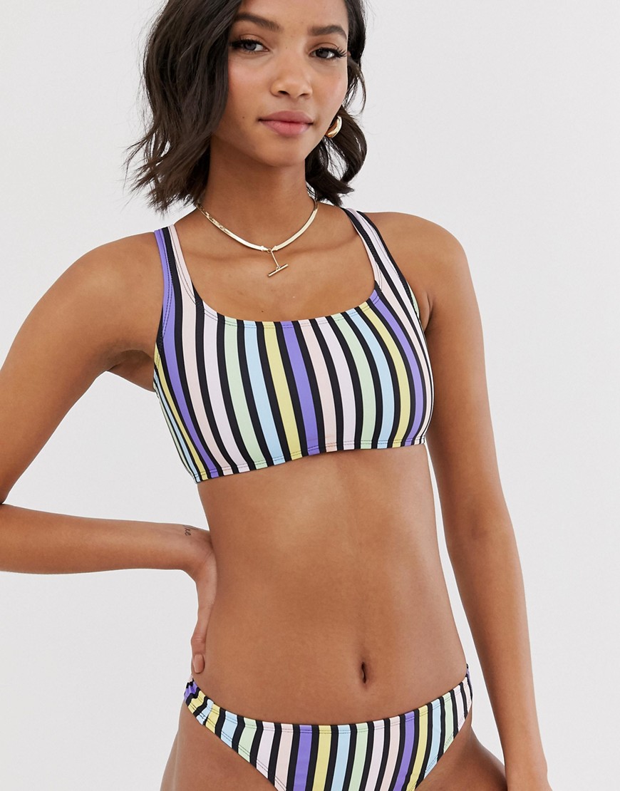 Motel stripe crop bikini top