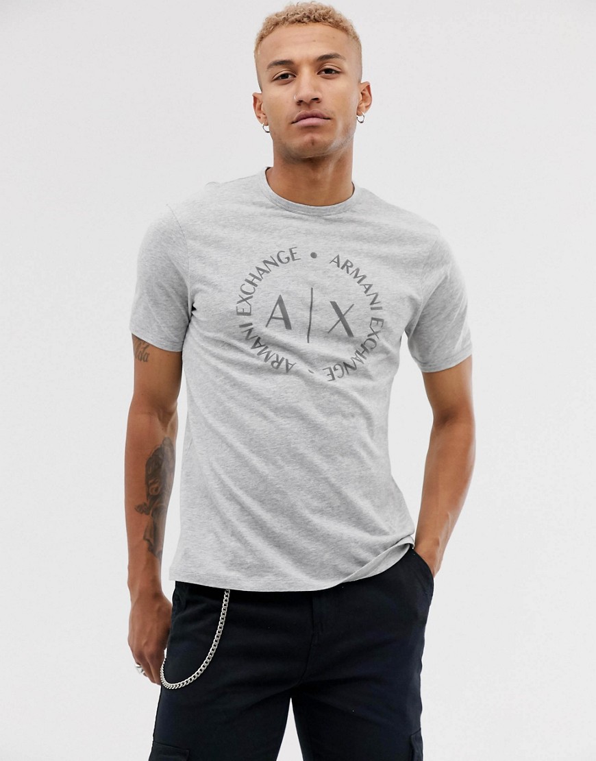 Armani Exchange text circle logo t-shirt in grey