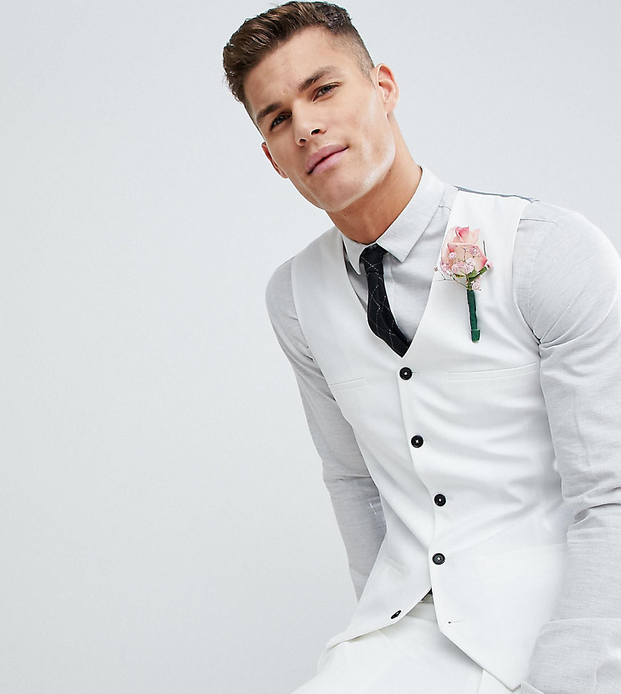 Noak skinny fit wedding waistcoat in white