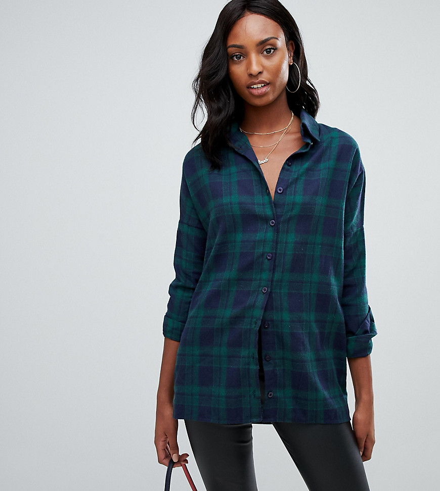 Missguided Tall exclusive tall oversized boyfriend shirt in check