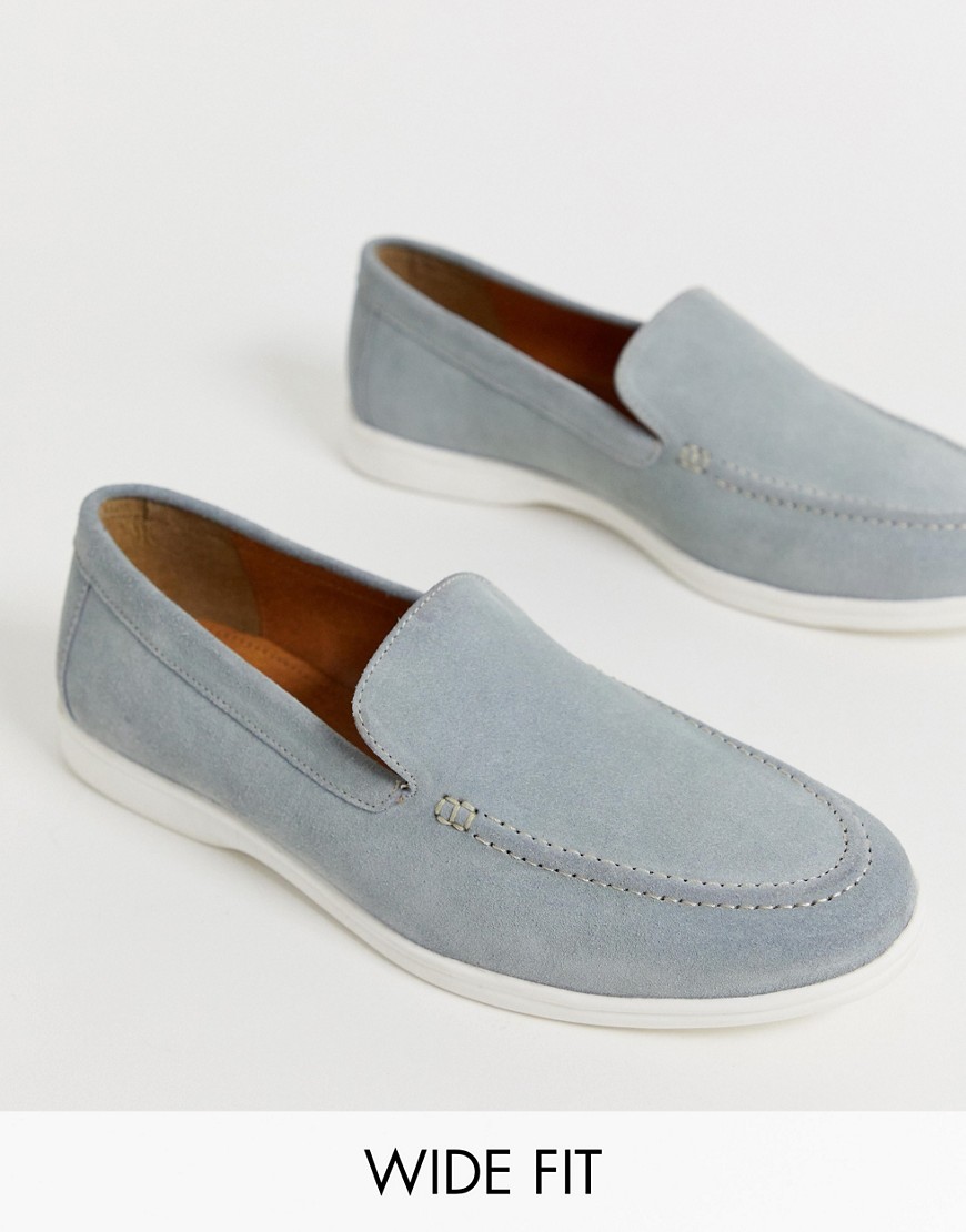 KG by Kurt Geiger wide fit slip on shoe in blue suede with white sole