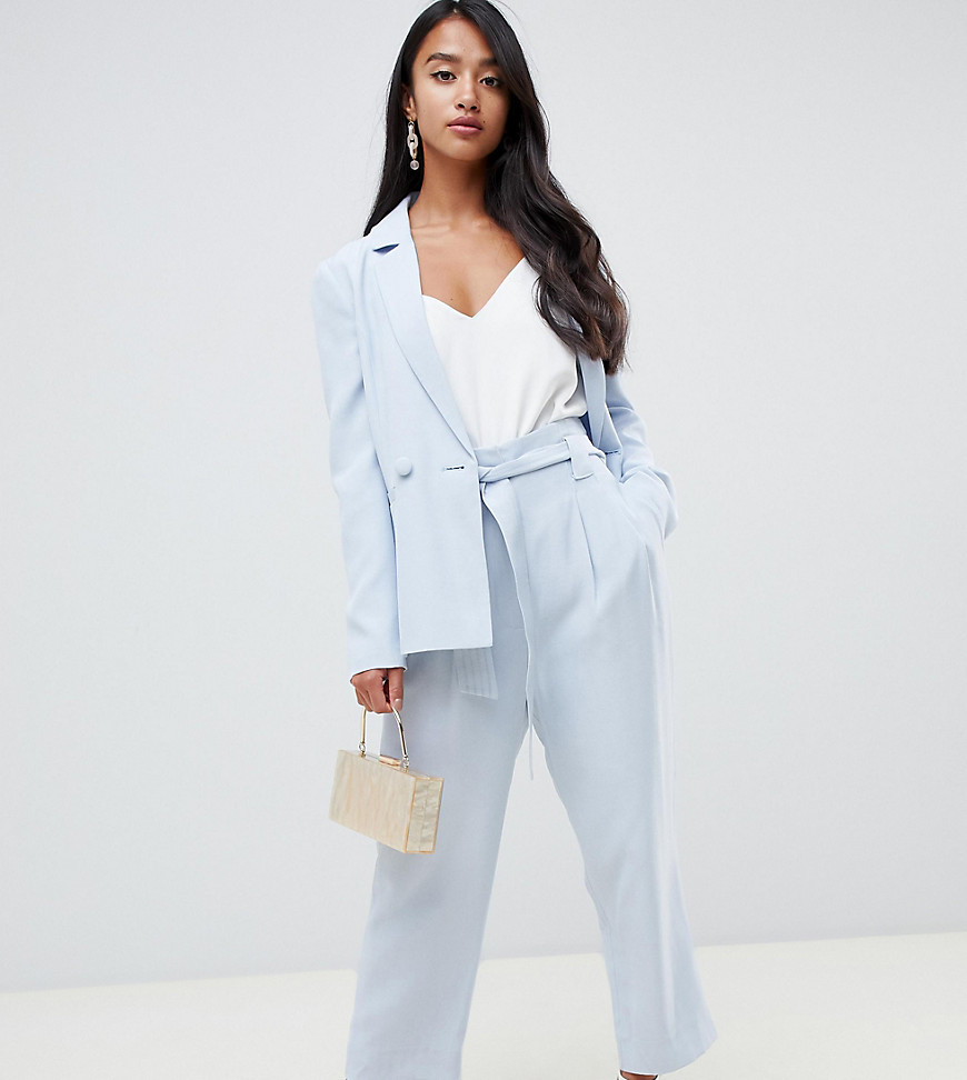 Forever New Petite tie waist trousers in sky blue