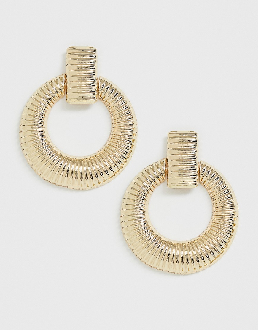 Asos Design Doorknocker Earrings In Vintage Style In Gold Tone