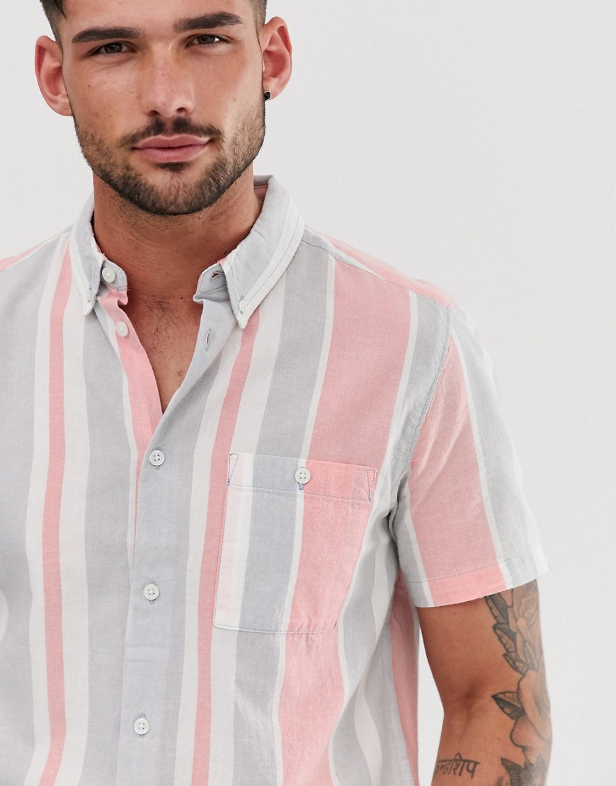 Burton Menswear shirt with stripes in pink