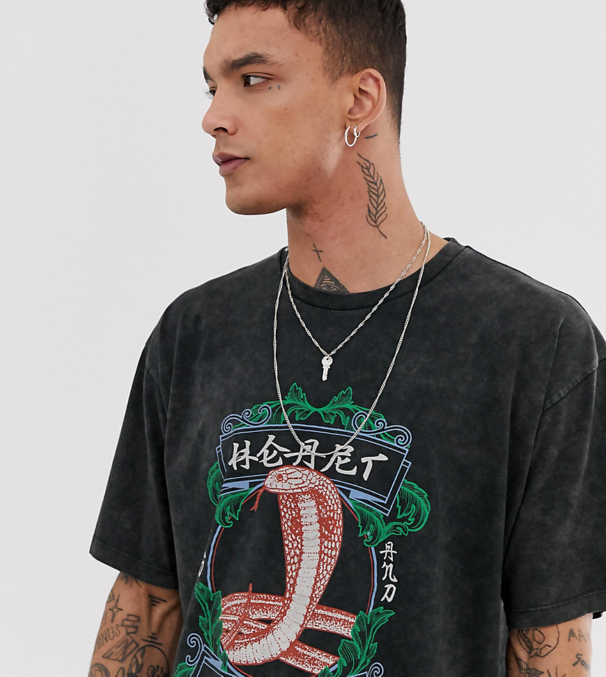 Heart & Dagger oversized t-shirt with snake print