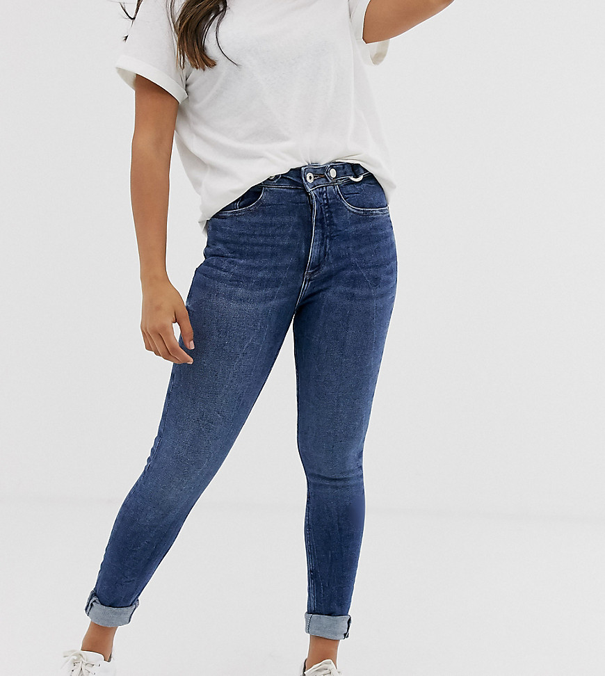 River Island Petite skinny jeans with rips in mid wash