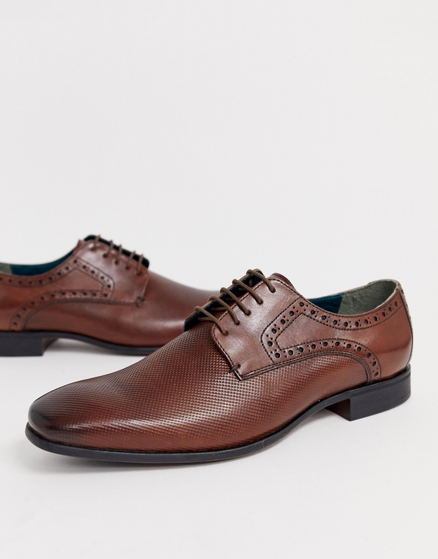 Silver Street leather punched derby lace up shoe in brown