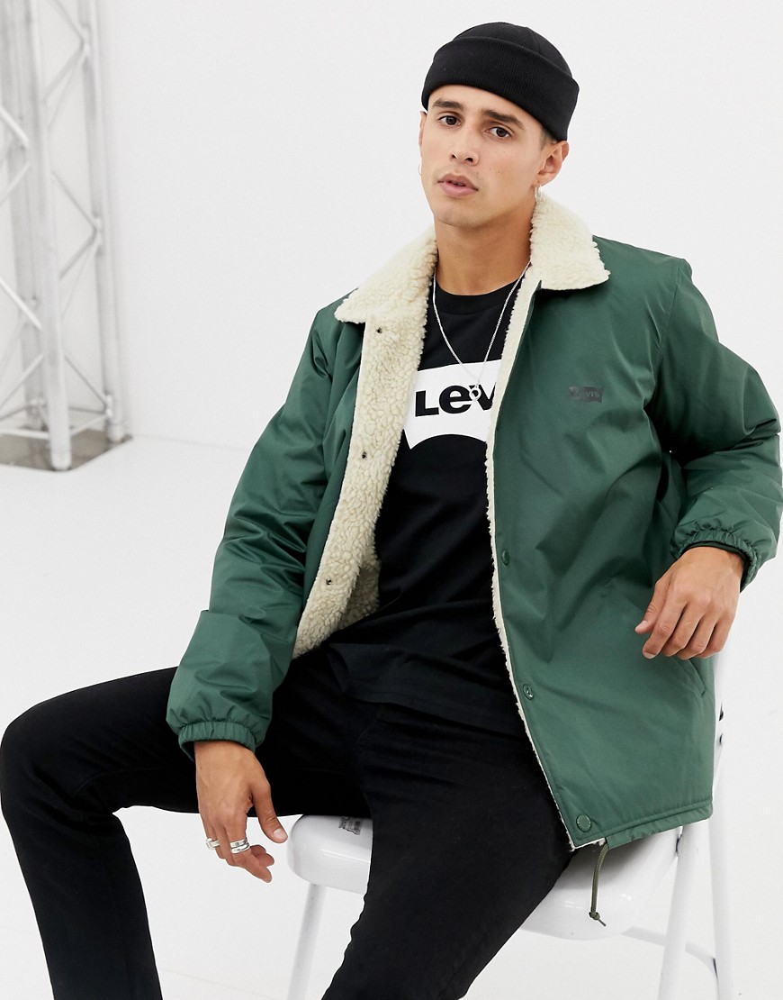 Levi's borg lined coach jacket - Python green