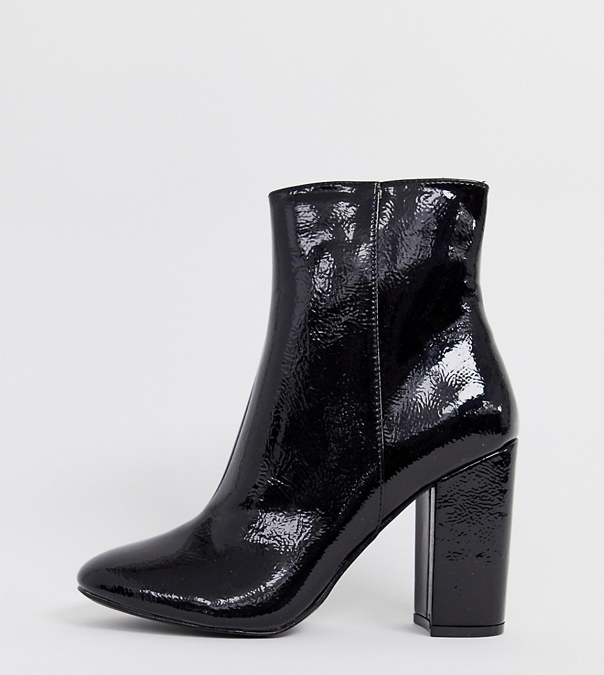 New Look patent heeled boot in black