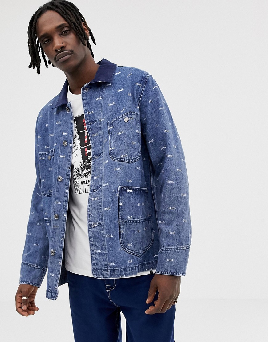 HUF Domestic Denim Jacket With All Over Logo Print