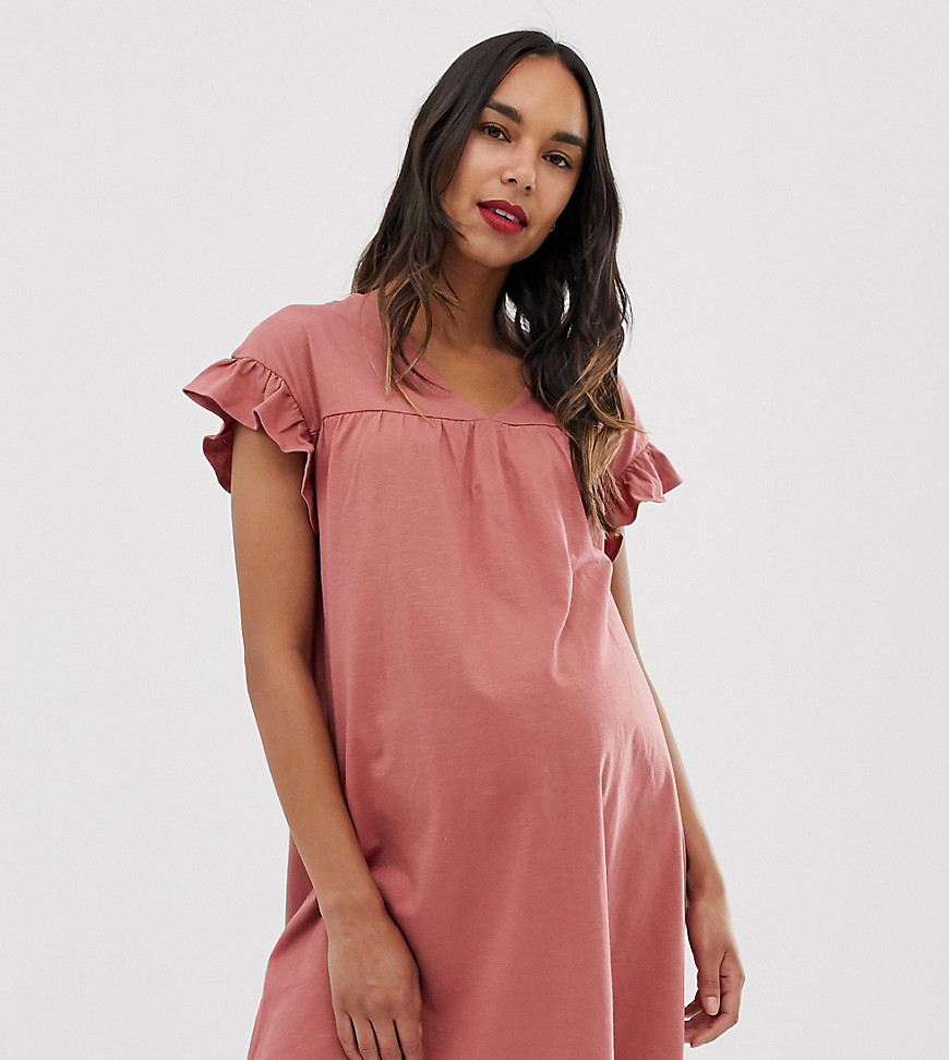 ASOS DESIGN Maternity mini reversible cotton slub smock dress