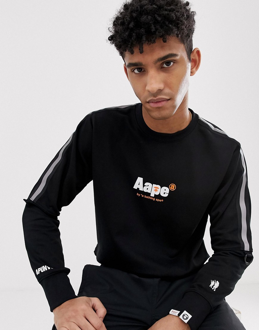 AAPE By A Bathing Ape loose fit sweatshirt with 3M taping in black
