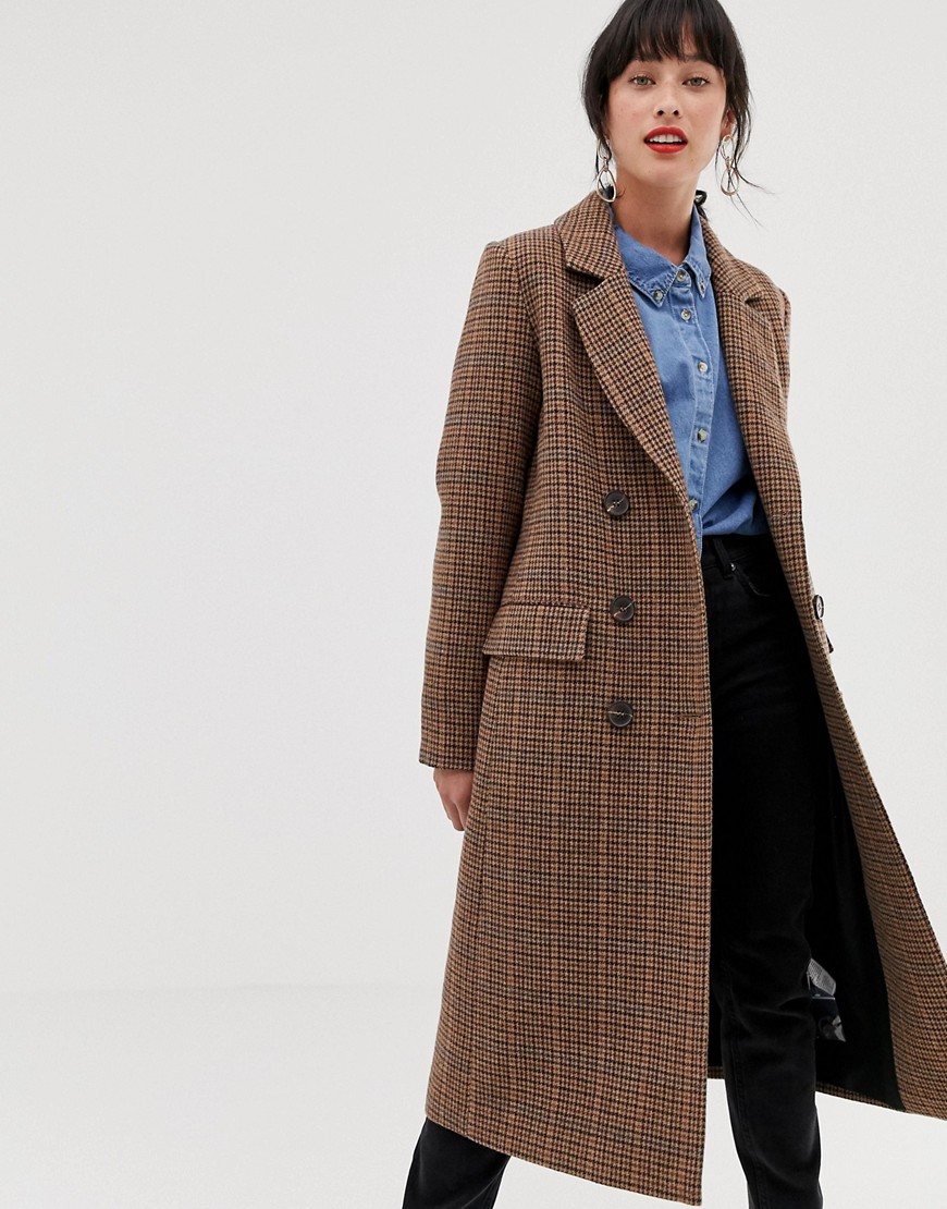 Warehouse tailored longline coat in check