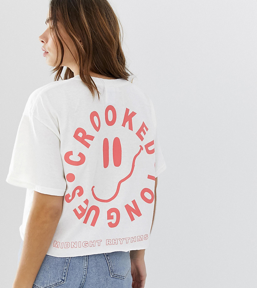 Crooked Tongues oversized cropped t-shirt with midnight rhythm face print