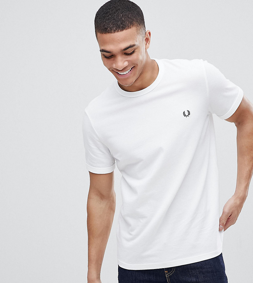 FRED PERRY PIQUE LOGO CREW NECK T-SHIRT IN WHITE EXCLUSIVE AT ASOS - WHITE,SM3137