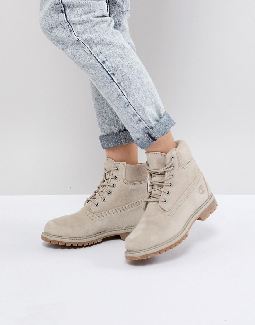 TIMBERLAND 6 INCH PREMIUM TAUPE SUEDE FLAT BOOTS - GRAY,CA1P7H