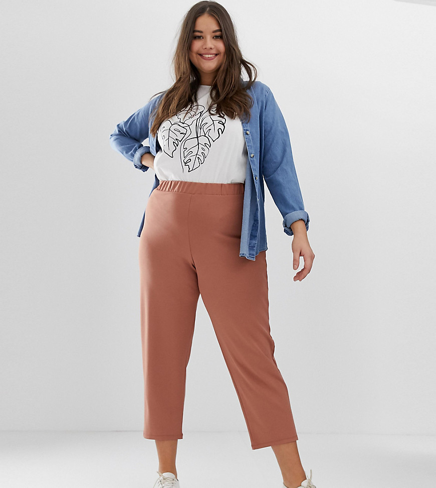 ASOS DESIGN Curve pull on tapered trousers in jersey crepe