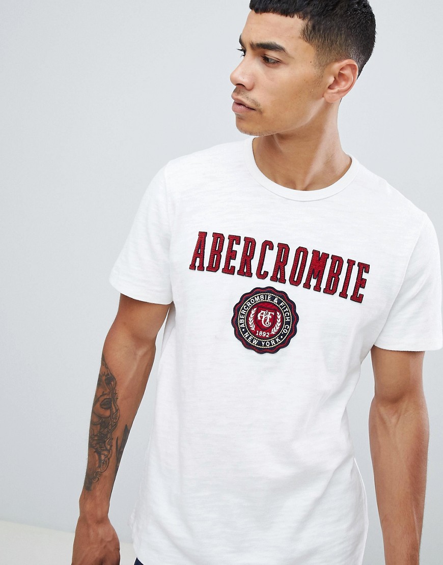 Abercrombie & Fitch tech elevated applique logo t-shirt in white