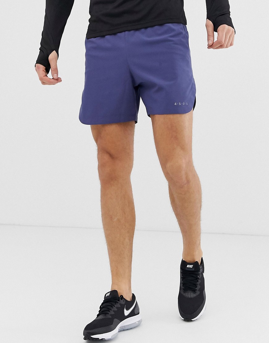 ASOS 4505 running shorts with quick dry and curve hem in slate blue