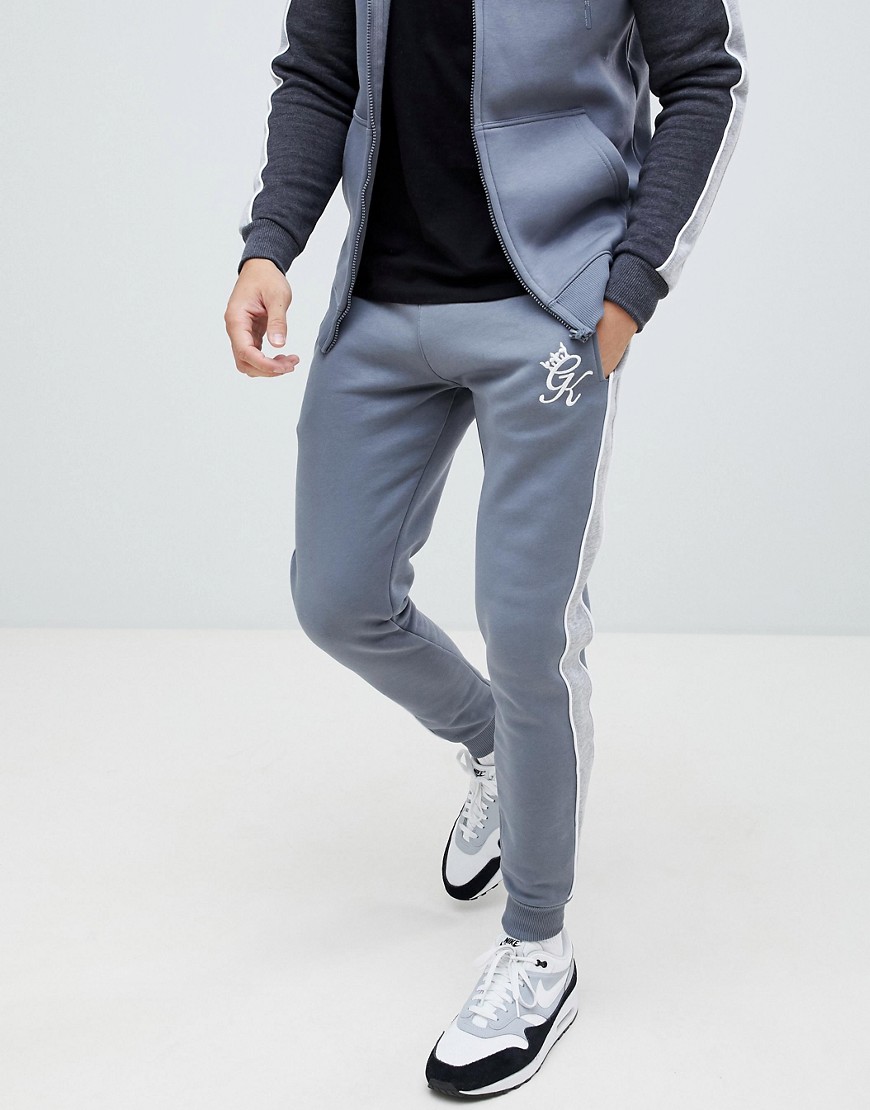 Gym King skinny joggers with side stripes in grey