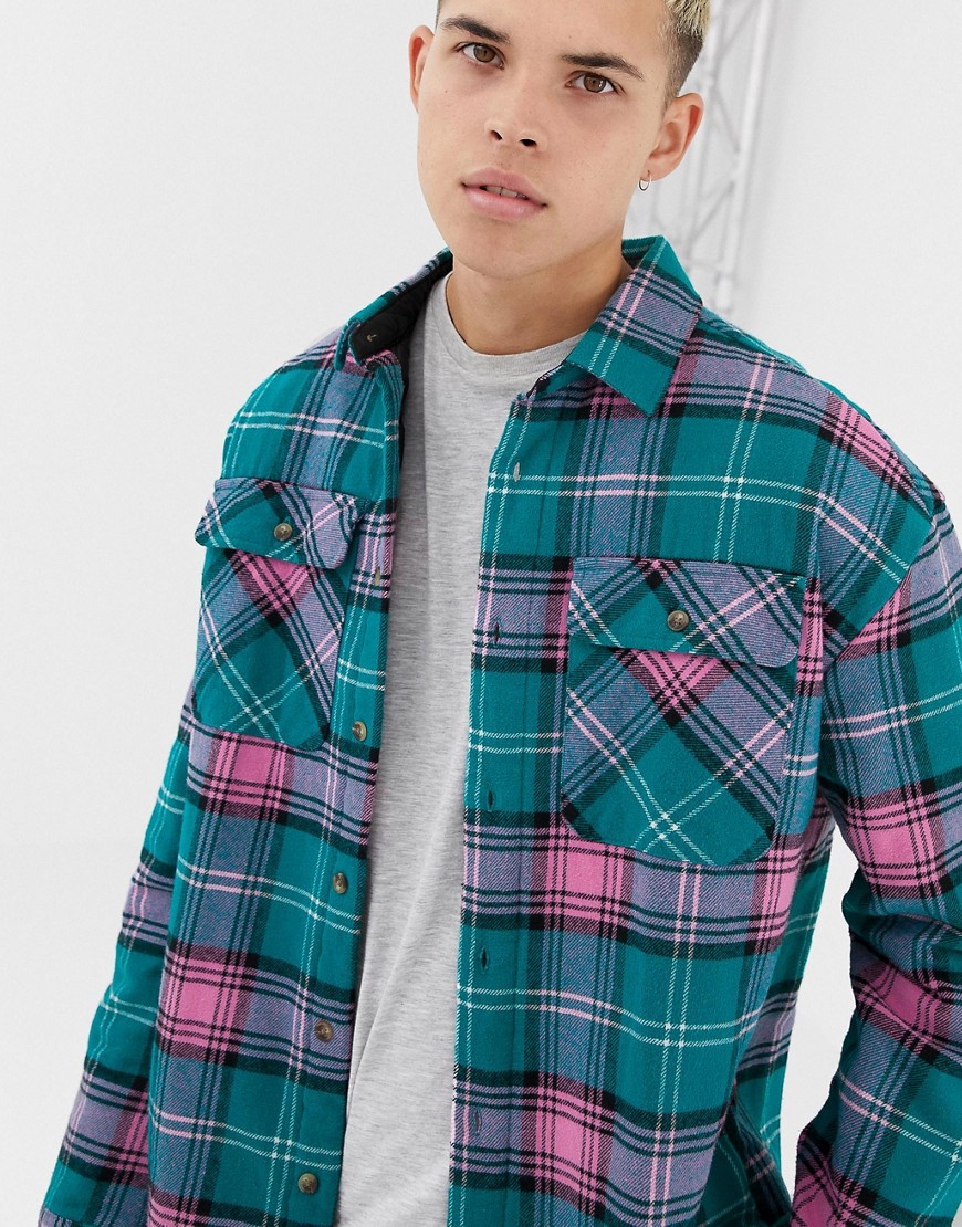 COLLUSION quilted overshirt in blue check