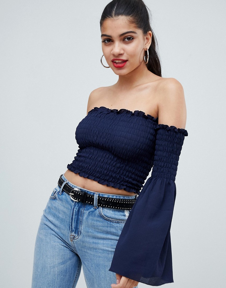 AX Paris bardot top with bell sleeves