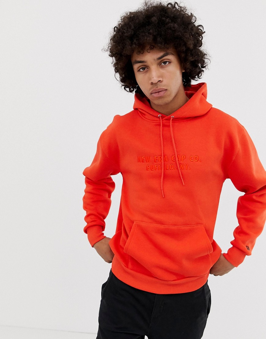 New Era Hoodie With Embroidered Chest Logo In Orange