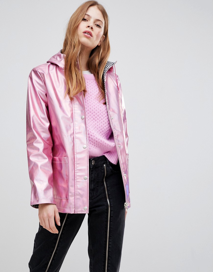 Glamorous Metallic Raincoat - Pink metallic