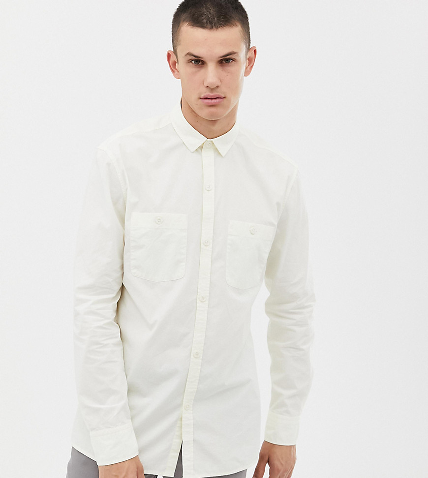 Noak regular fit shirt with double pockets in off white