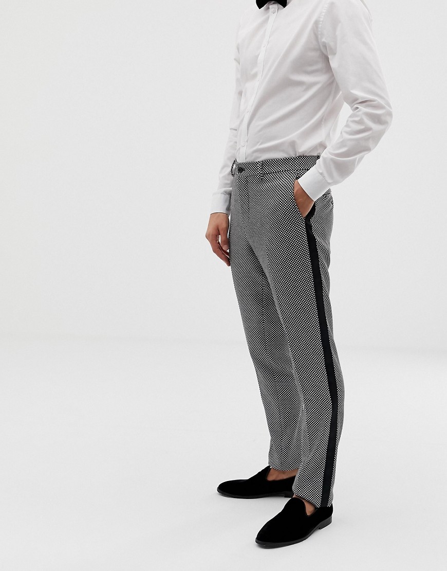 Jack & Jones Premium slim fit tuxedo trousers in grey black