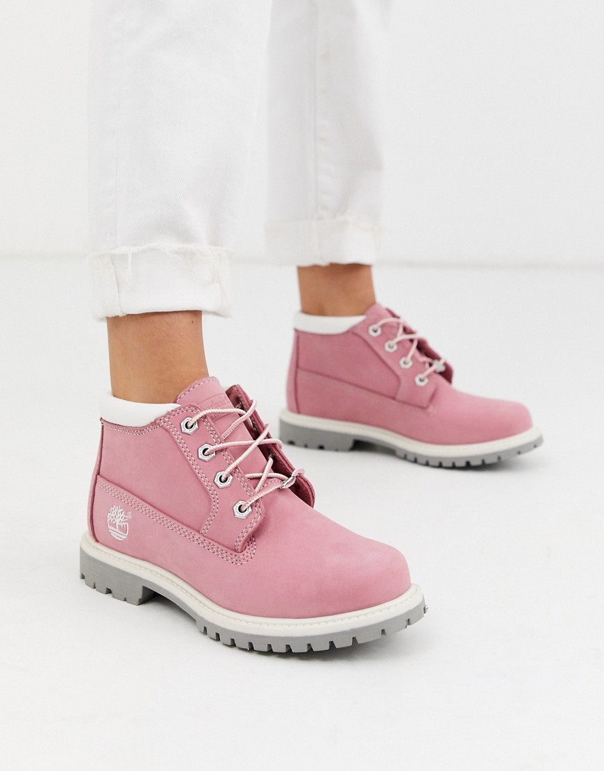 TIMBERLAND NELLIE CHUKKA ANKLE BOOTS IN PINK,TB023308661