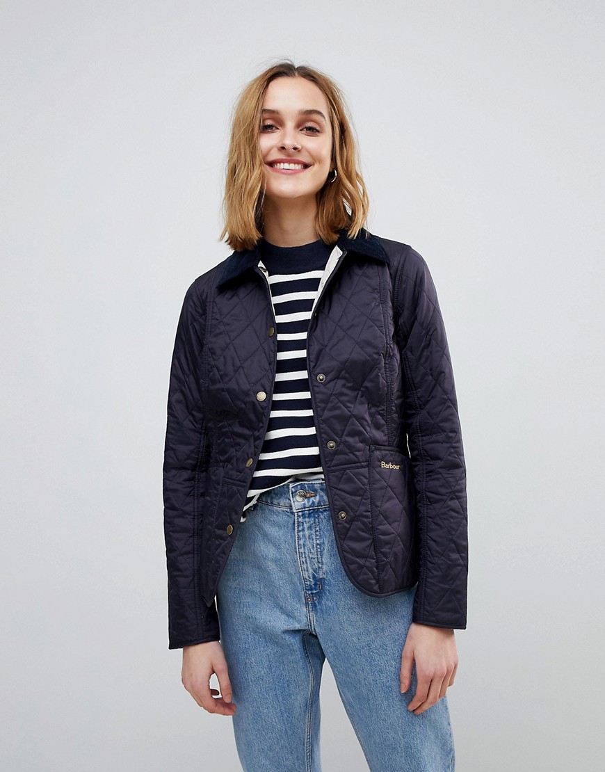Barbour Liddesdale Quilted Jacket With Cord Collar - Navy