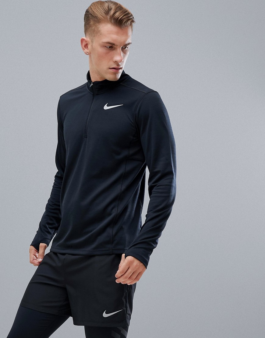 Nike Running pacer half zip sweat in black 928411-010