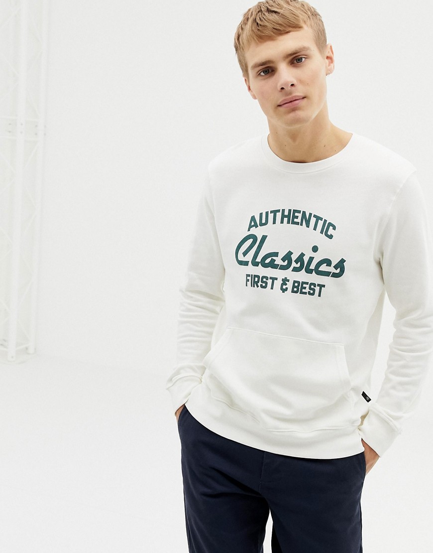 Burton Menswear sweatshirt with classic print and front pocket in white