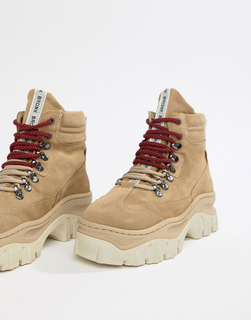 Bronx Jaxstar Hiking taupe suede chunky hiker boots