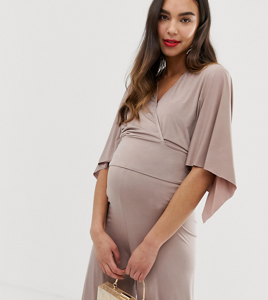 Blume Maternity wrap front jersey top in mauve co-ord