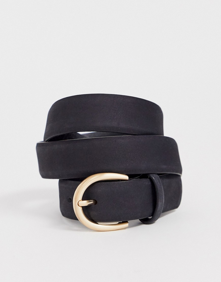 Pieces leather rounded buckle belt