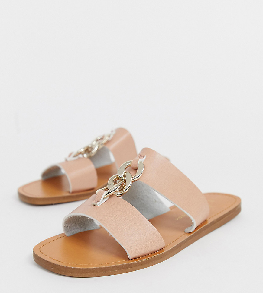 New Look wide fit chain link detail sandal in oatmeal