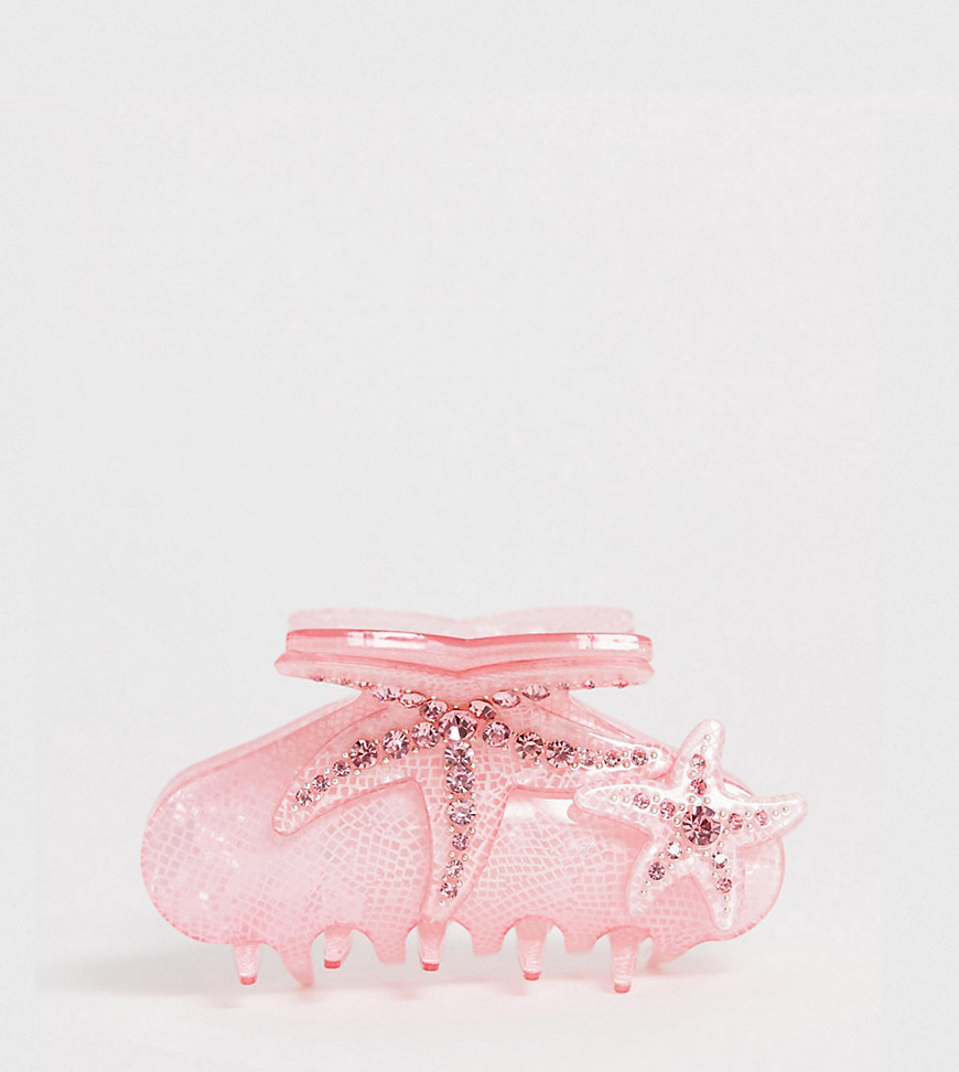 Glamorous Exclusive starfish encrusted pink hair claw