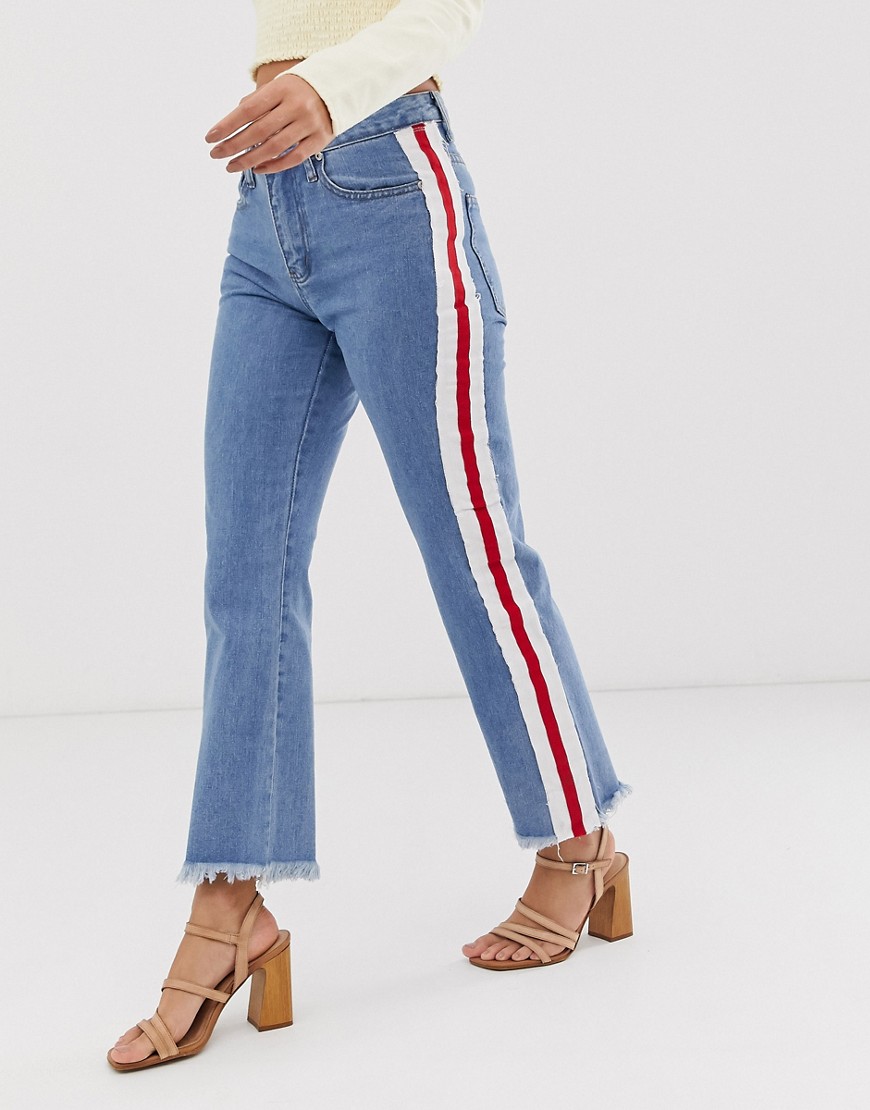 Glamorous raw hem straight leg jeans with tape detail